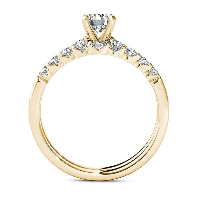 1.0 CT. TW Diamond Scallop Shank Bridal Set in 14K Gold