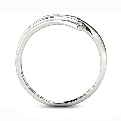 0.1 CT. TW Diamond Bypass Ring in 10K White Gold