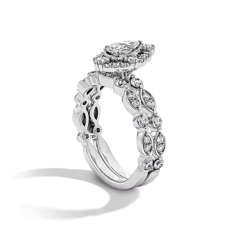 1.33 CT. TW Pear-Shaped Lab-Grown Diamond Bridal Set in 14K White Gold (F/VS2)