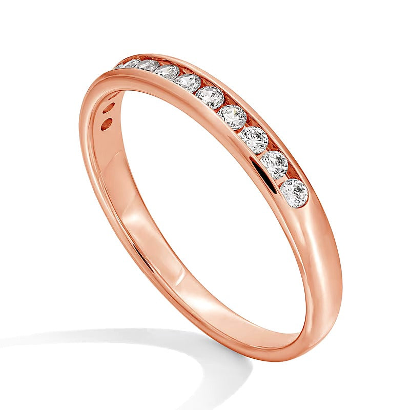 0.25 CT. TW Diamond Channel-Set Thirteen Stone Band in 14K Rose Gold