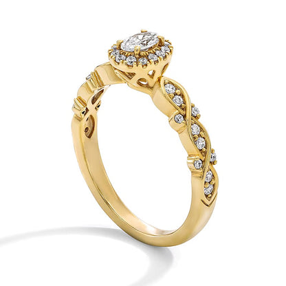 0.5 CT. TW Oval Lab-Grown Diamond Frame Promise Ring in 10K Gold (F/SI2)