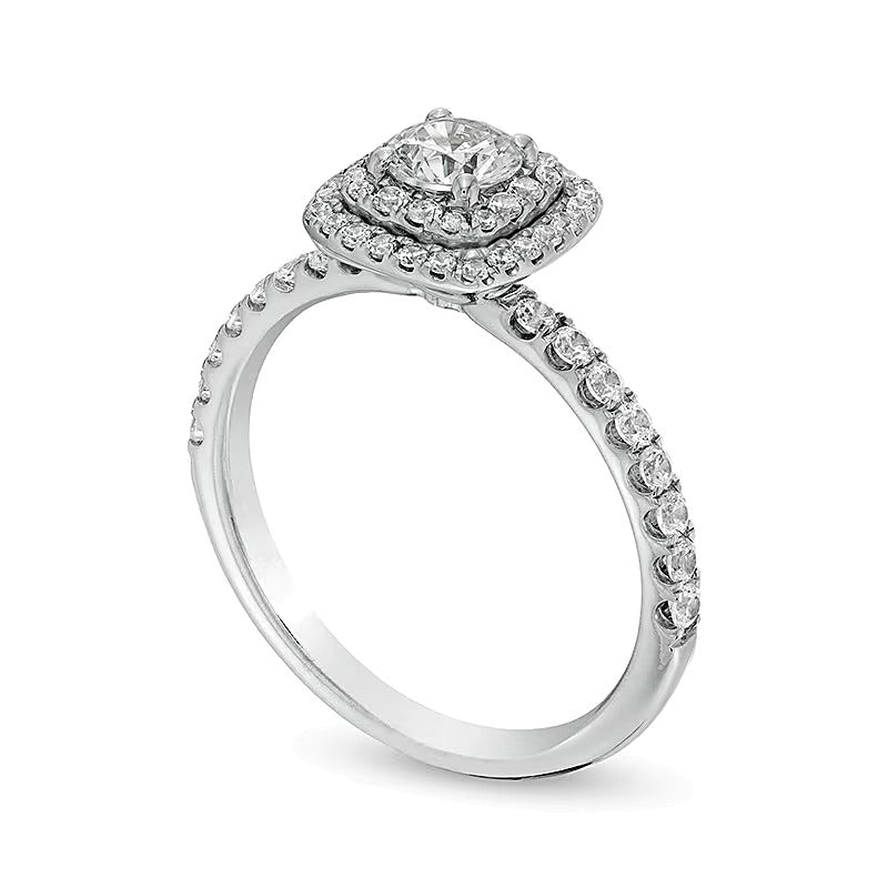 1.0 CT. TW Diamond Cushion-Shaped Frame Engagement Ring in 14K White Gold