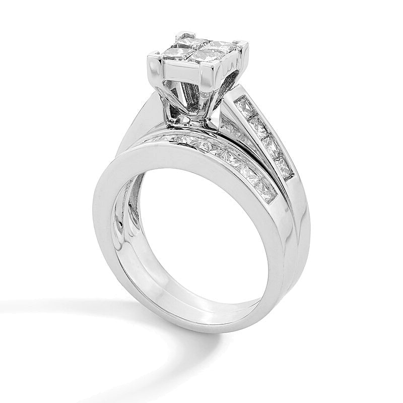 2.0 CT. TW Quad Princess-Cut Diamond Bridal Set in 14K White Gold