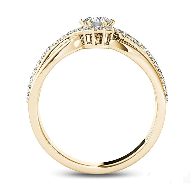 0.5 CT. TW Diamond Frame Swirl Engagement Ring in 14K Gold