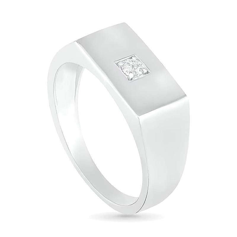 0.07 CT. Diamond Solitaire Square-Top Wedding Band in 10K White Gold