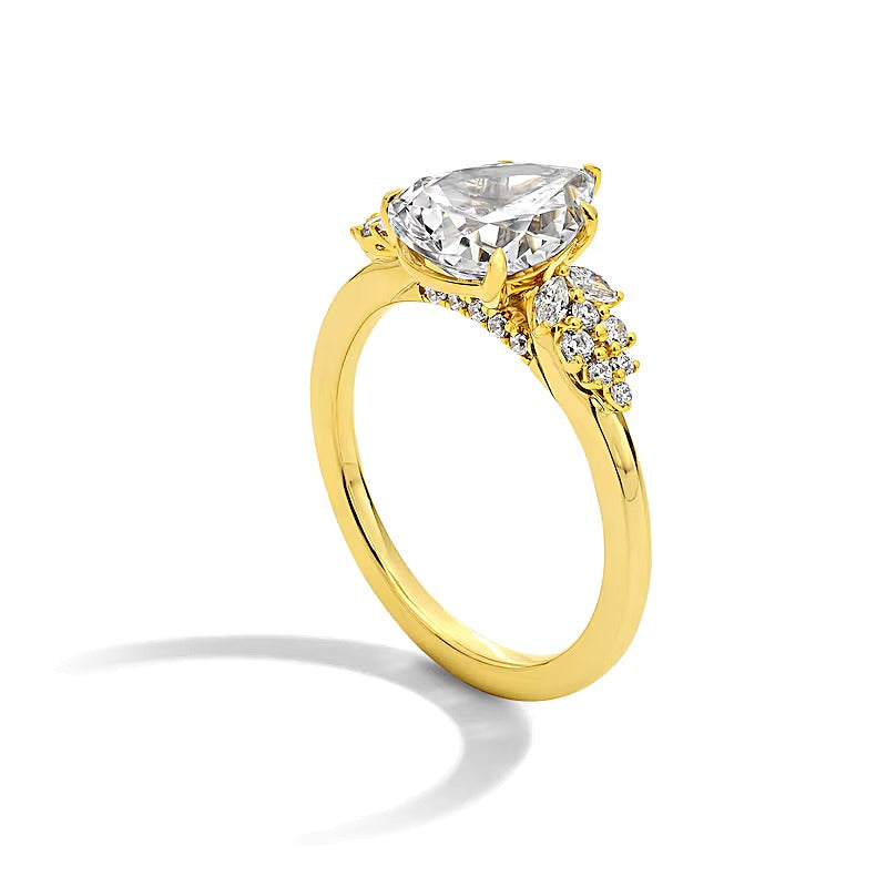 2.33 CT. TW Pear-Shaped Lab-Grown Diamond Leaf-Sides Engagement Ring in 14K Gold (F/VS2)