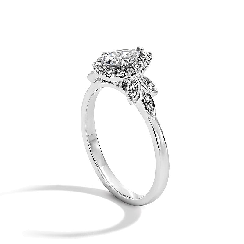 0.75 CT. TW Pear-Shaped Lab-Grown Diamond Frame Engagement Ring in 14K White Gold (F/VS2)
