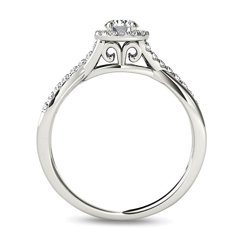 0.5 CT. TW Diamond Frame Twist Engagement Ring in 14K White Gold