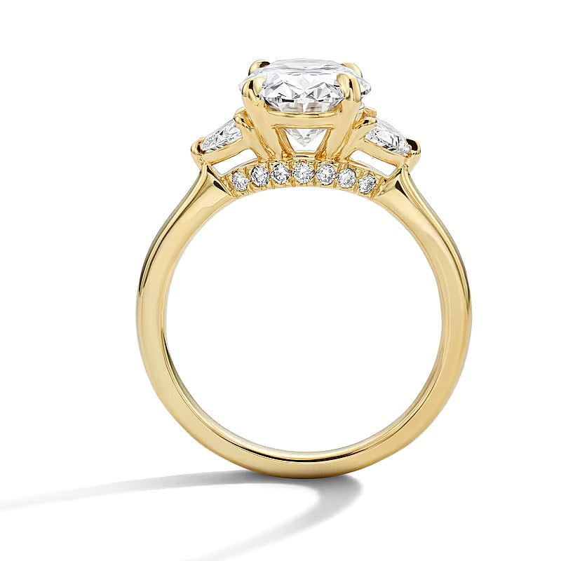 3.63 CT. TW Oval Lab-Grown Diamond Three-Stone Engagement Ring in 14K Gold (F/VS2)