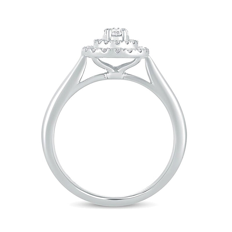 0.33 CT. TW Composite Oval Diamond Double Frame Engagement Ring in 10K White Gold