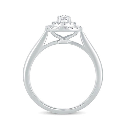 0.33 CT. TW Composite Oval Diamond Double Frame Engagement Ring in 10K White Gold