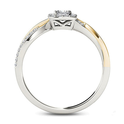 0.5 CT. TW Princess-Cut Diamond Square Frame Twist Engagement Ring in 14K Two-Tone Gold