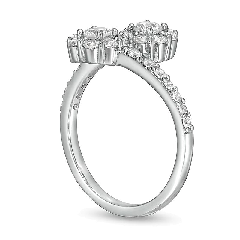 1.0 CT. TW Lab-Grown Diamond Bypass Ring in 14K White Gold (F/SI2)