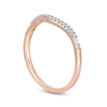0.1 CT. TW Diamond Contour Anniversary Band in 10K Rose Gold