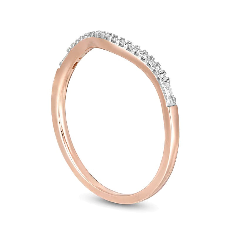 0.1 CT. TW Diamond Contour Anniversary Band in 10K Rose Gold