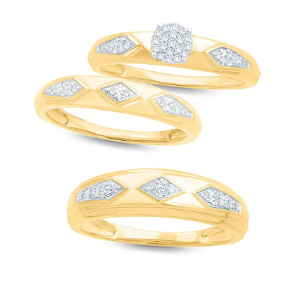Diamond Accent Retro Geometric Wedding Band in 10K Gold