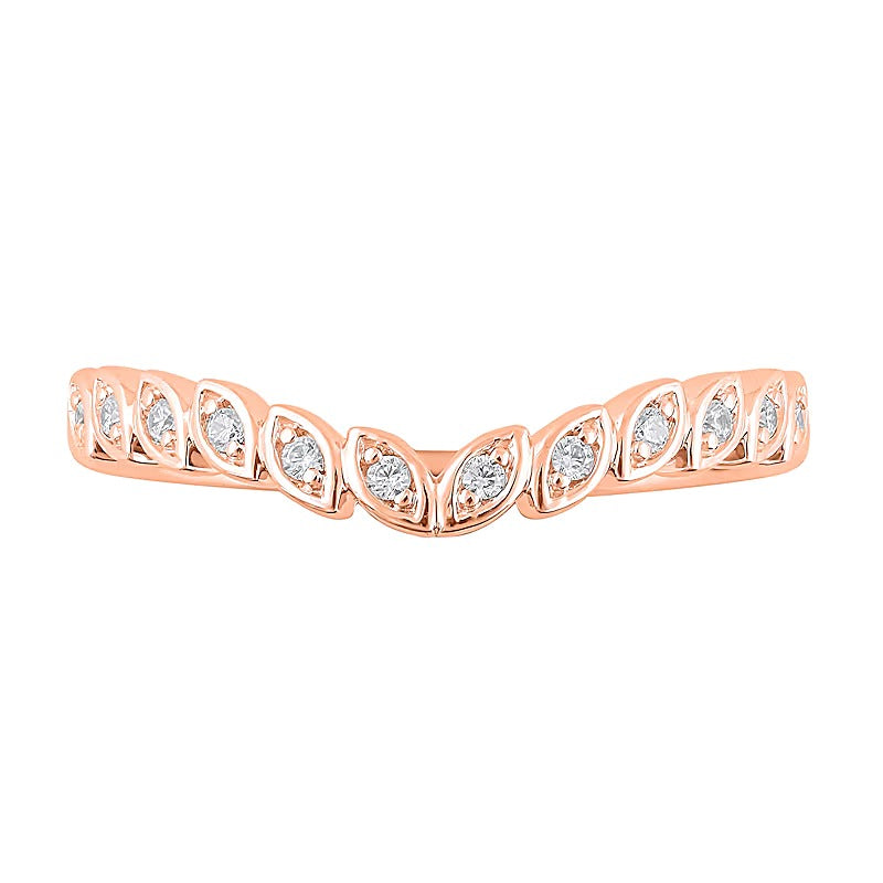 0.1 CT. TW Diamond Marquise Frame Contour Band in 10K Rose Gold