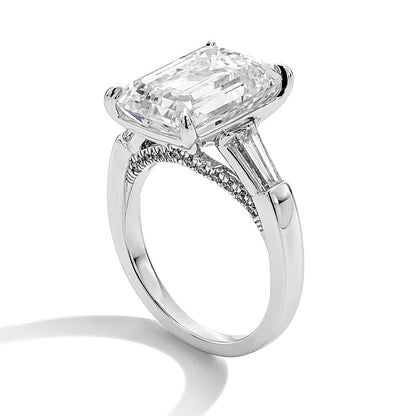 8.75 CT. TW Emerald-Cut Lab-Grown Diamond Three-Stone Hidden Frame Engagement Ring in 14K White Gold (F/VS2)