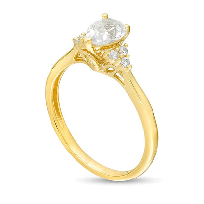 0.63 CT. TW Pear-Shaped Diamond Tri-Sides Engagement Ring in 14K Gold