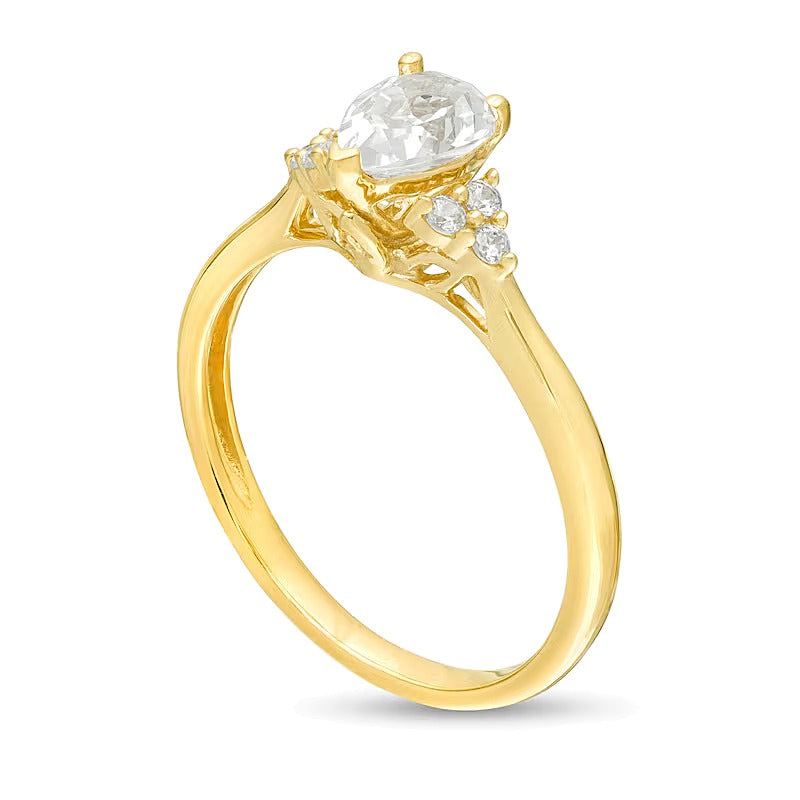 0.63 CT. TW Pear-Shaped Diamond Tri-Sides Engagement Ring in 14K Gold