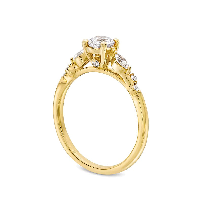 0.63 CT. TW Marquise and Round Diamond Scatter Engagement Ring in 14K Gold
