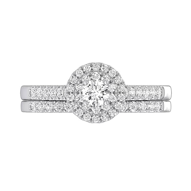 0.5 CT. TW Diamond Double Frame Bridal Set in Sterling Silver