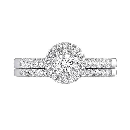0.5 CT. TW Diamond Double Frame Bridal Set in Sterling Silver