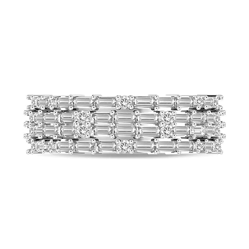 1.0 CT. TW Baguette-Cut Diamond Sideways Multi-Row Band in 14K White Gold