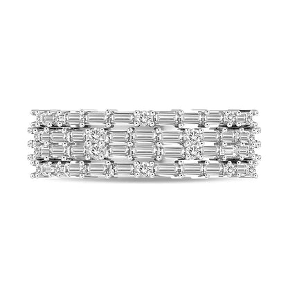 1.0 CT. TW Baguette-Cut Diamond Sideways Multi-Row Band in 14K White Gold