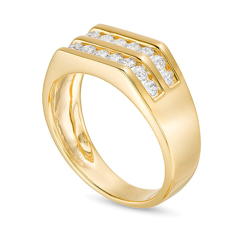 0.5 CT. TW Diamond Comfort-Fit Double Row Wedding Band in 14K Gold