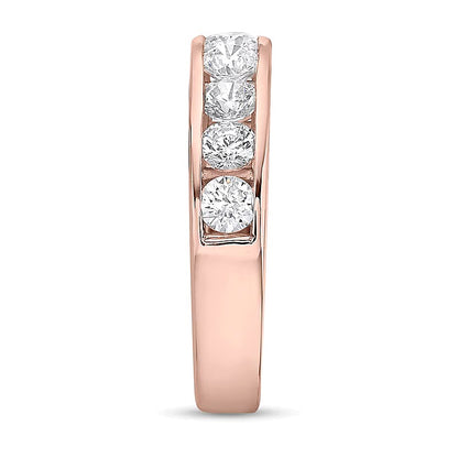1.25 CT. TW Diamond Channel Nine Stone Band in 10K Rose Gold (I/I2)