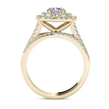 2.0 CT. TW Diamond Double Cushion Frame Split Shank Bridal Set in 14K Gold