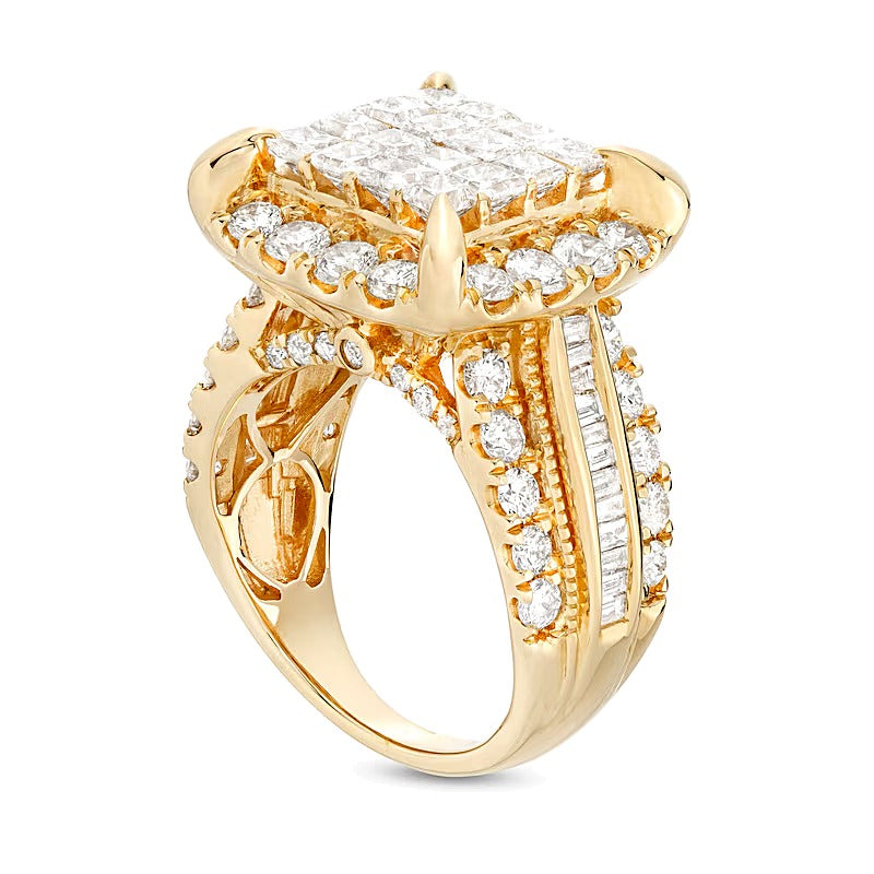 4.0 CT. TW Square Multi-Diamond Frame Multi-Row Engagement Ring in 14K Gold