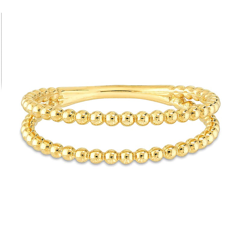 Double Row Bead Open Shank Ring in 14K Gold