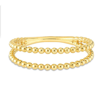 Double Row Bead Open Shank Ring in 14K Gold