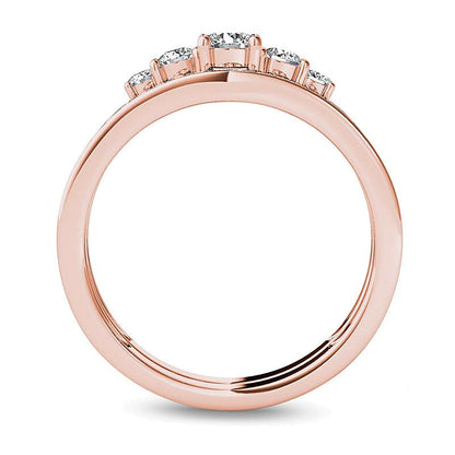 0.5 CT. TW Diamond Five Stone Bridal Set in 14K Rose Gold