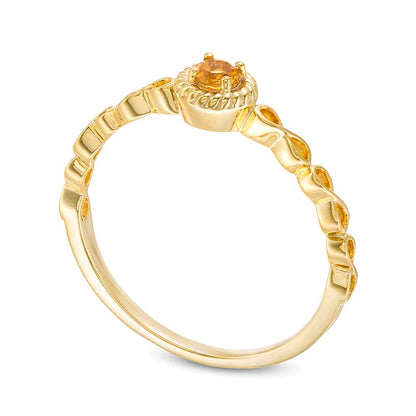 2.9mm Citrine Solitaire Rope Frame Infinity Shank Promise Ring in 10K Gold