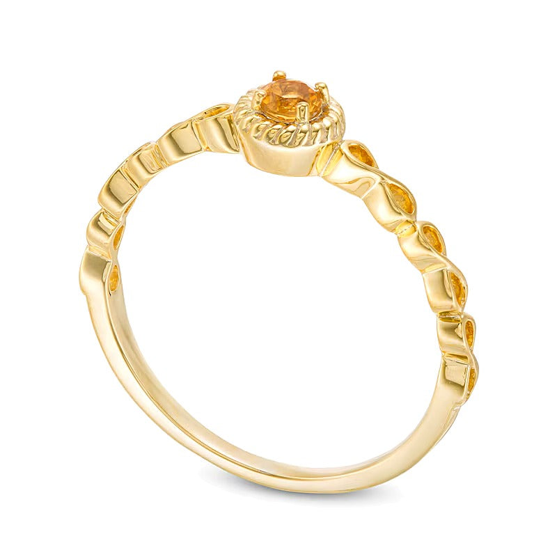 2.9mm Citrine Solitaire Rope Frame Infinity Shank Promise Ring in 10K Gold