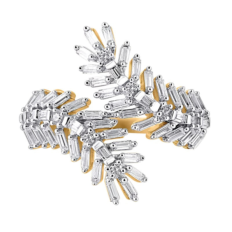 0.75 CT. TW Baguette Diamond Leaves Wrap Ring in 10K Gold