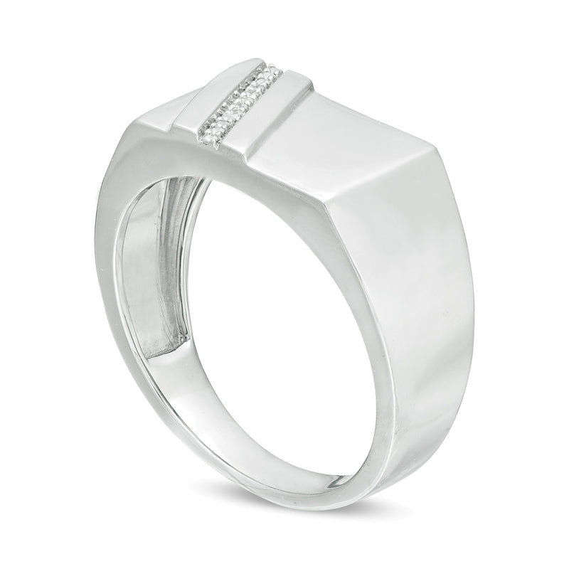 Diamond Accent Rectangle Signet Ring in 10K White Gold