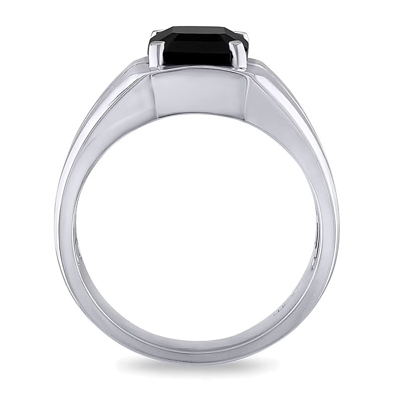 Rectangular Black Onyx and Diamond Accent Ring in 10K White Gold