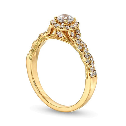 0.75 CT. TW Diamond Frame Twist Shank Engagement Ring in 14K Gold