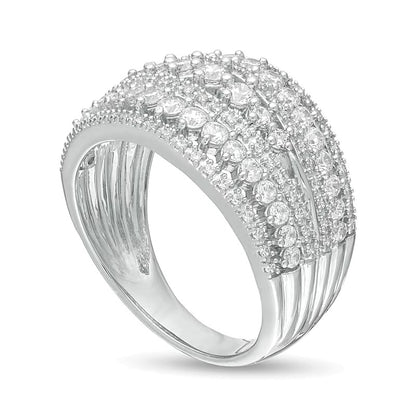 1.25 CT. TW Diamond Multi-Row Ring in 10K White Gold