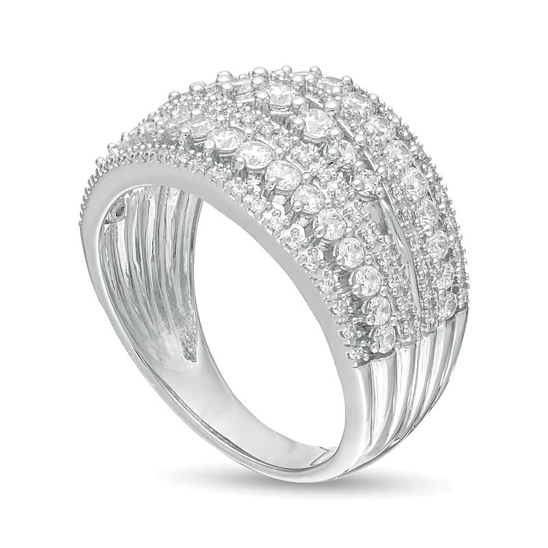 1.25 CT. TW Diamond Multi-Row Ring in 10K White Gold