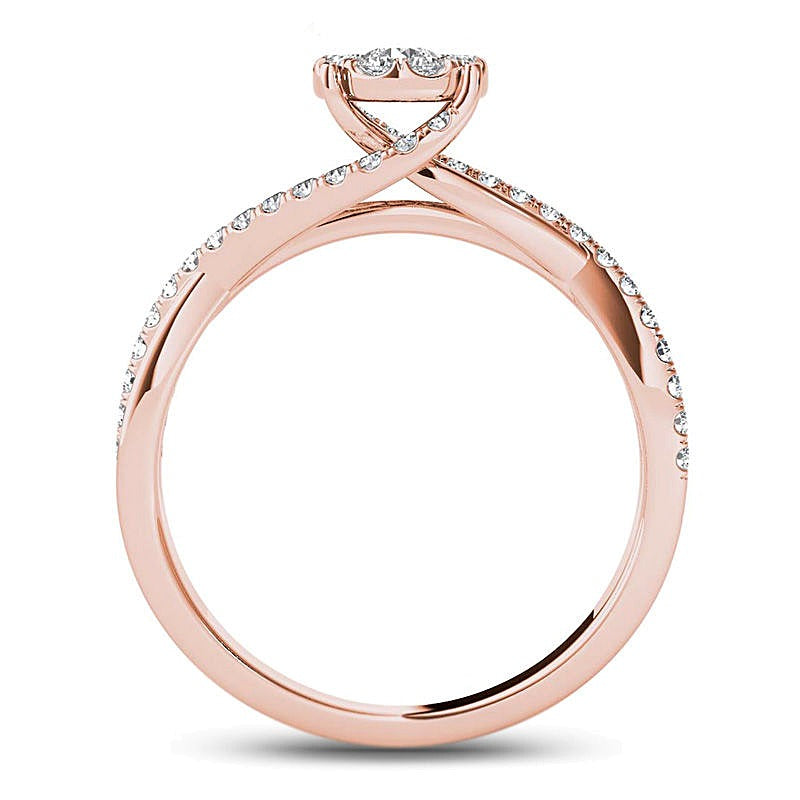 0.5 CT. TW Diamond Bypass Engagement Ring in 14K Rose Gold