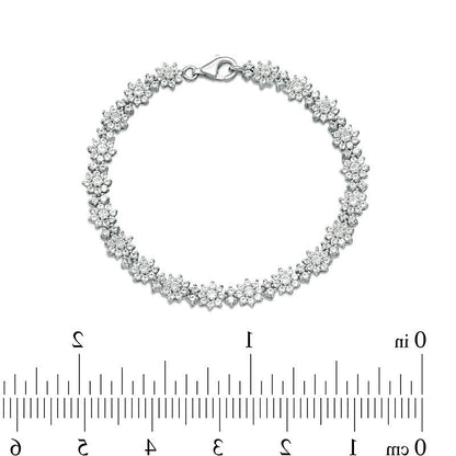 Lab-Created White Sapphire Flower Bracelet in Sterling Silver - 7.5"