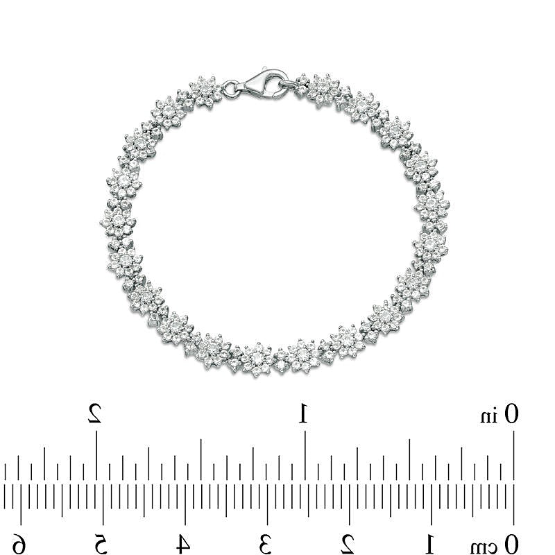 Lab-Created White Sapphire Flower Bracelet in Sterling Silver - 7.5"