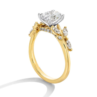 1.33 CT. TW Oval Lab-Grown Diamond Leaf Shank Engagement Ring in 14K Gold (F/VS2)