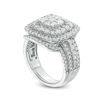2.0 CT. TW Multi-Diamond Cushion-Shaped Double Frame Bridal Set in 10K White Gold