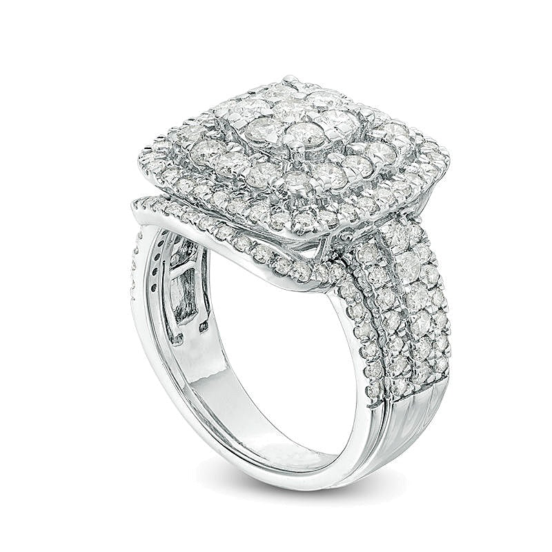 2.0 CT. TW Multi-Diamond Cushion-Shaped Double Frame Bridal Set in 10K White Gold